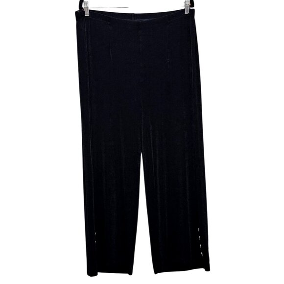 Brigitte Chicos Women's Black Button Accent Wide Leg Pants Size 3 - Picture 1 of 11